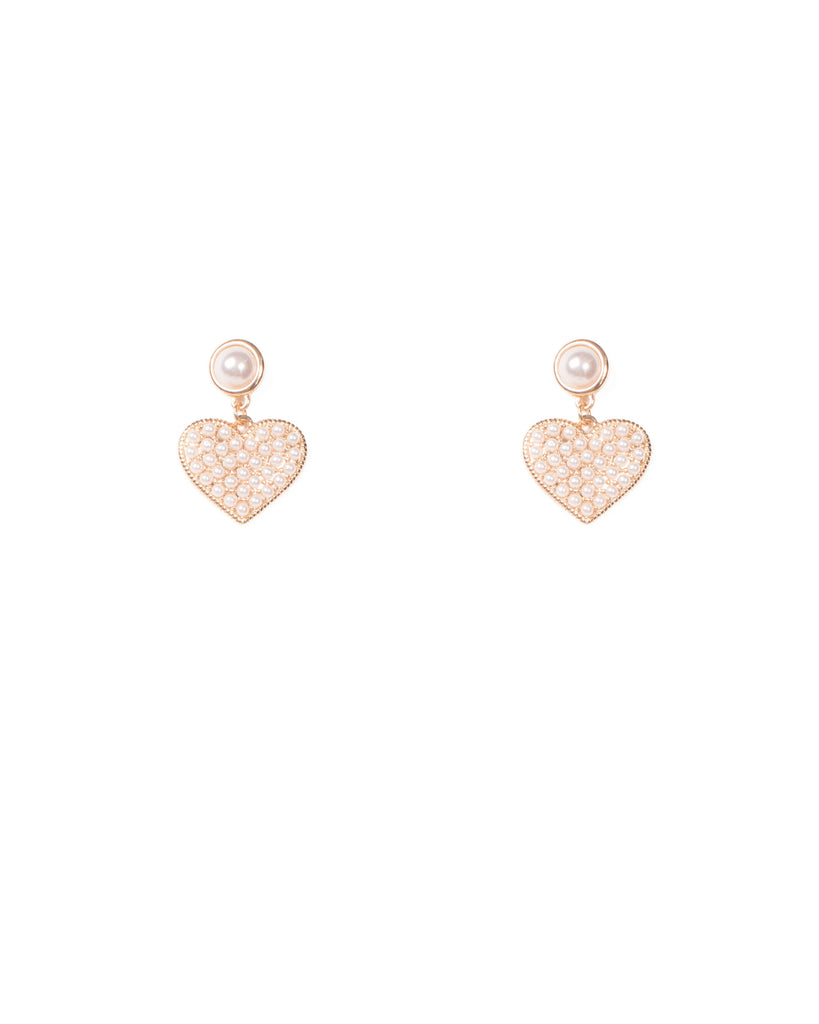 Ivory Gold Tone Pear Heart Mini Drop Earrings
