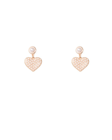 Ivory Gold Tone Pear Heart Mini Drop Earrings