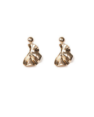 Gold Tone Organic Metal Drop Statement Earrings