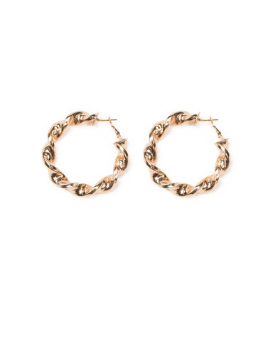 Gold Tone Twist Hoop Statement Earrings