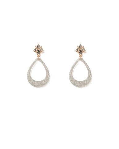 Glitter Gold Tone Glitter Tear Drop Crystal Earrings