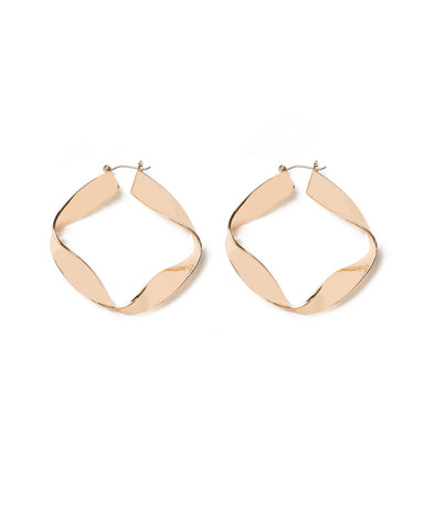 Gold Tone Large Metal Twist Hoop Earrings