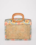 Floral Grace Weave Square Tote Bag