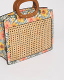 Floral Grace Weave Square Tote Bag