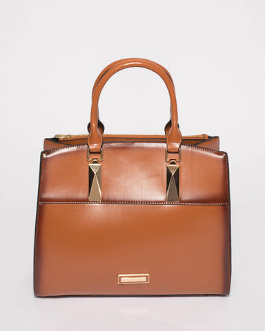 Tan Mila Square Tote Bag