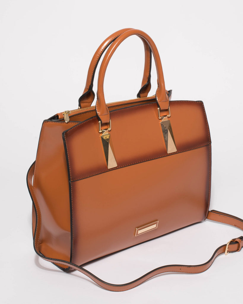 Tan Mila Square Tote Bag