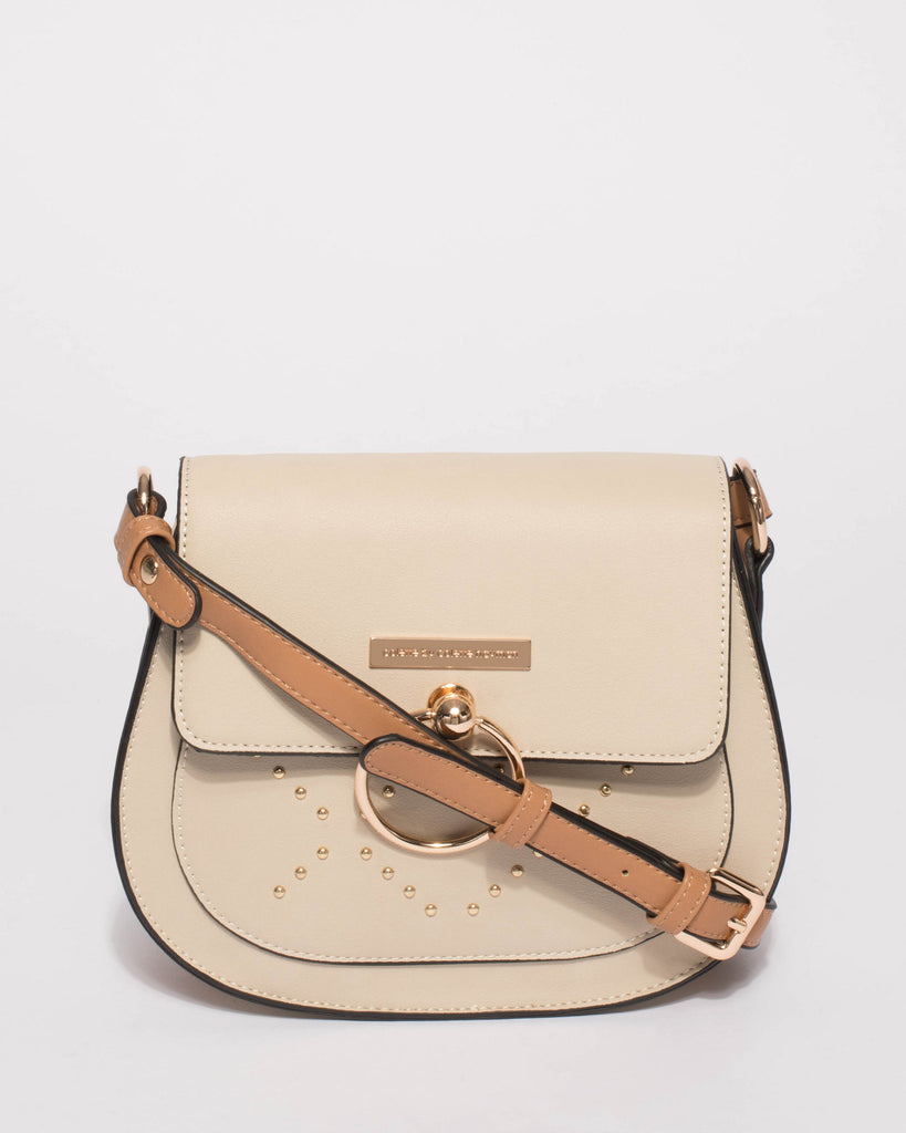 Ivory Ally Stud Saddle Crossbody Bag