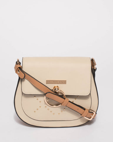 Ivory Ally Stud Saddle Crossbody Bag