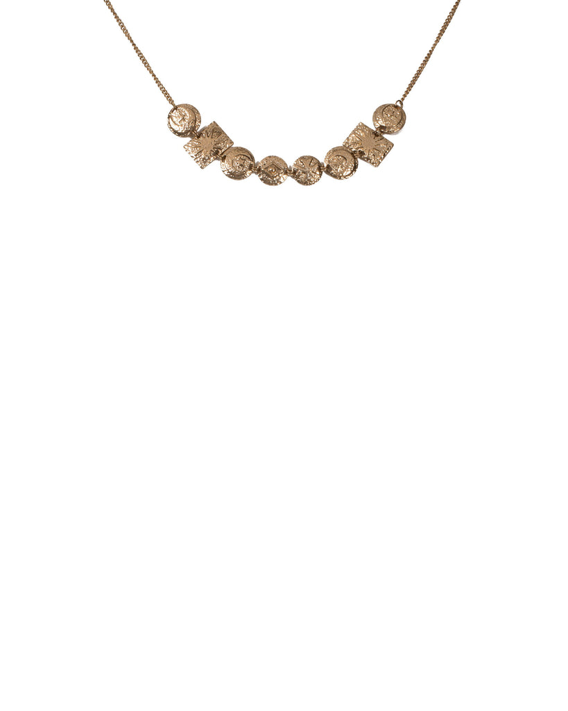 Gold Tone Charms Short Statement Necklace