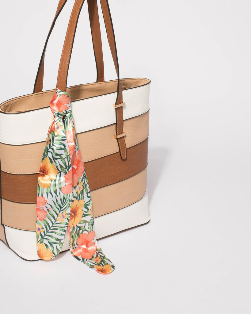 Multi Colour Panel Scarf Large Tote Bag