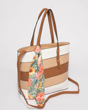 Multi Colour Panel Scarf Large Tote Bag