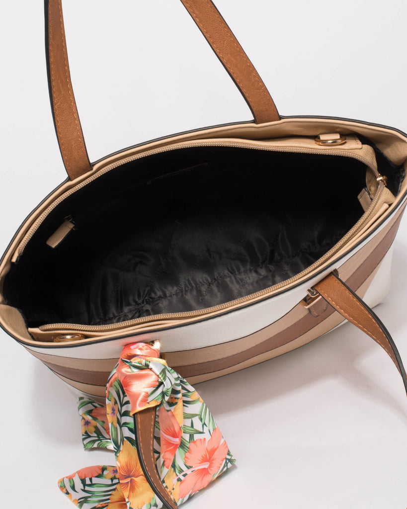 Multi Colour Panel Scarf Large Tote Bag