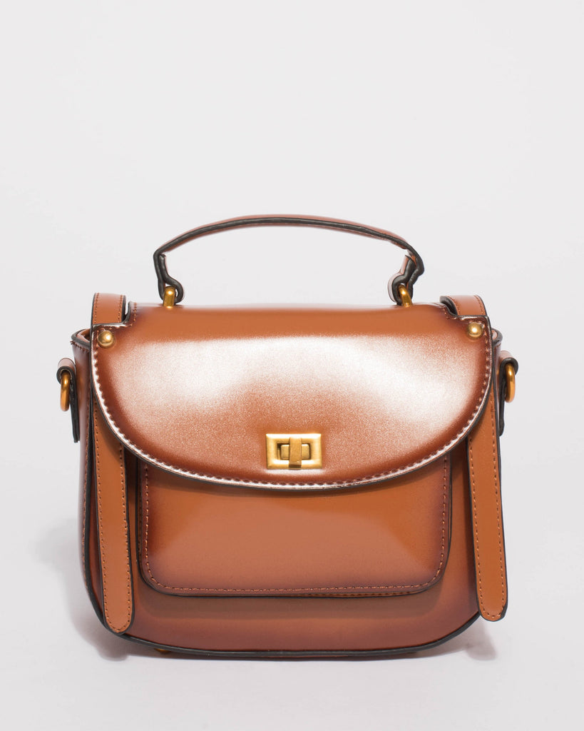 Tan Kelly Saddle Crossbody Bag