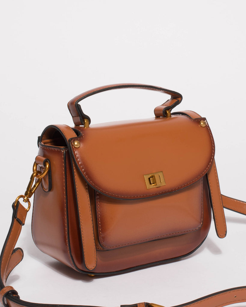 Tan Kelly Saddle Crossbody Bag