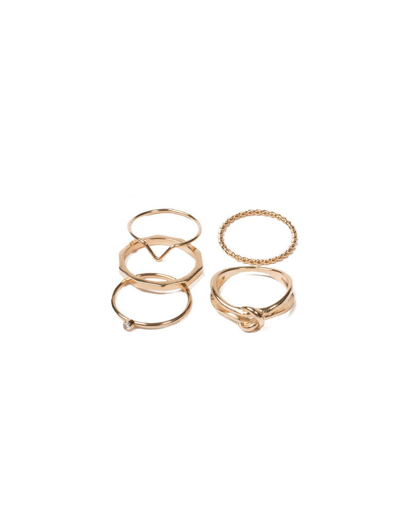 Gold Tone Fine Twist Ring Set - Large