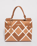 Tan And Caramel Stephanie Panel Tote Bag