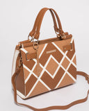 Tan And Caramel Stephanie Panel Tote Bag