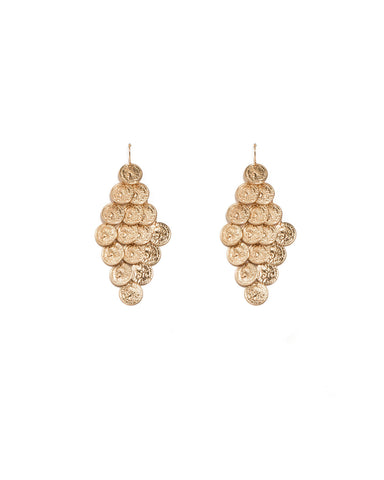 Gold Tone Mini Coin Drop Statement Earrings