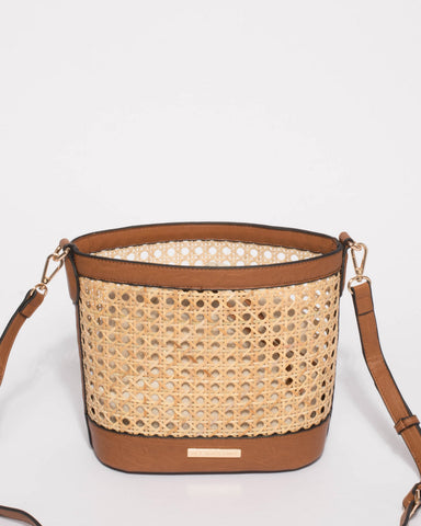 Tan Weave Clara Shoulder Bag