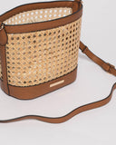Tan Weave Clara Shoulder Bag