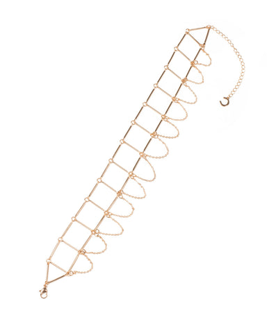 Gold Tone Multi Chain Choker Statement Necklace