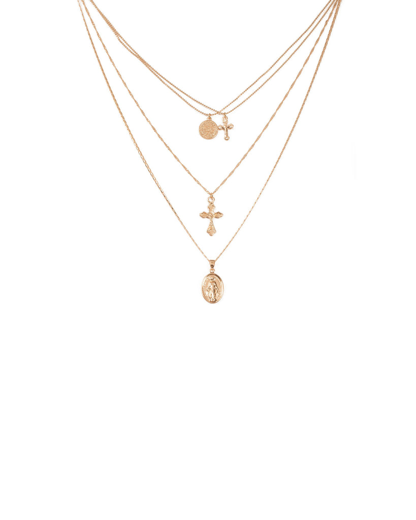 Gold Tone Cross Pendant Necklace