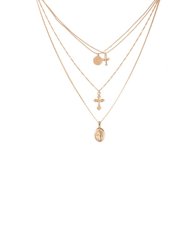 Gold Tone Cross Pendant Necklace