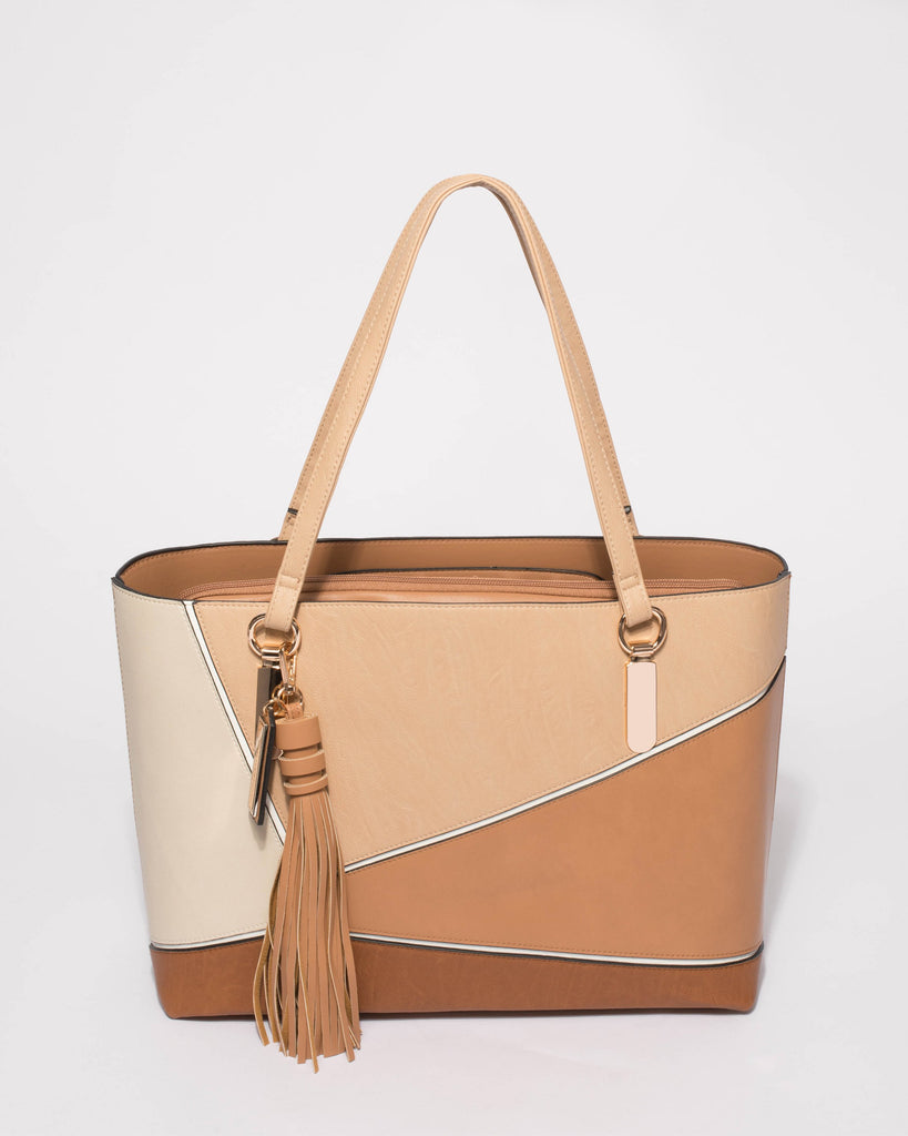 Caramel Angelina Panel Tote Bag
