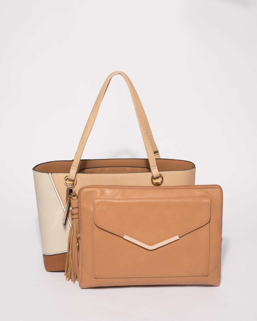 Caramel Angelina Panel Tote Bag