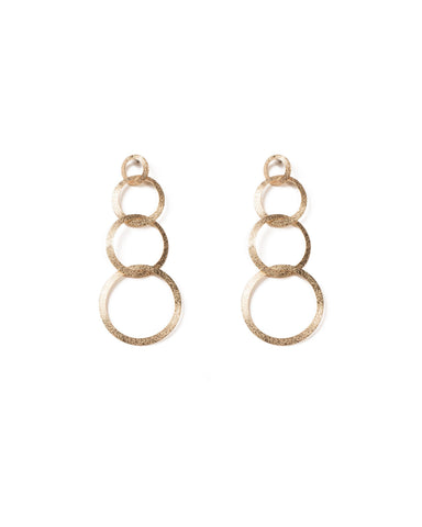 Gold Tone Sand Blast Circle Drop Earrings