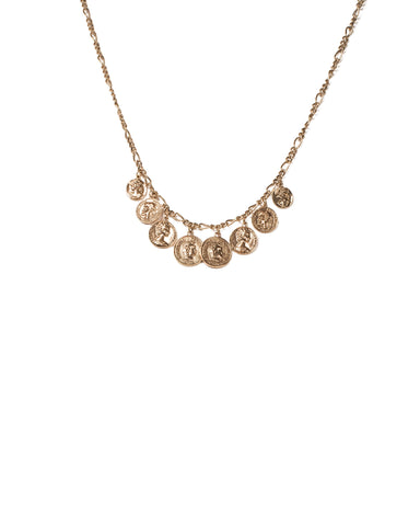 Antique Gold Tone Multi Coin Charms Antique Necklace