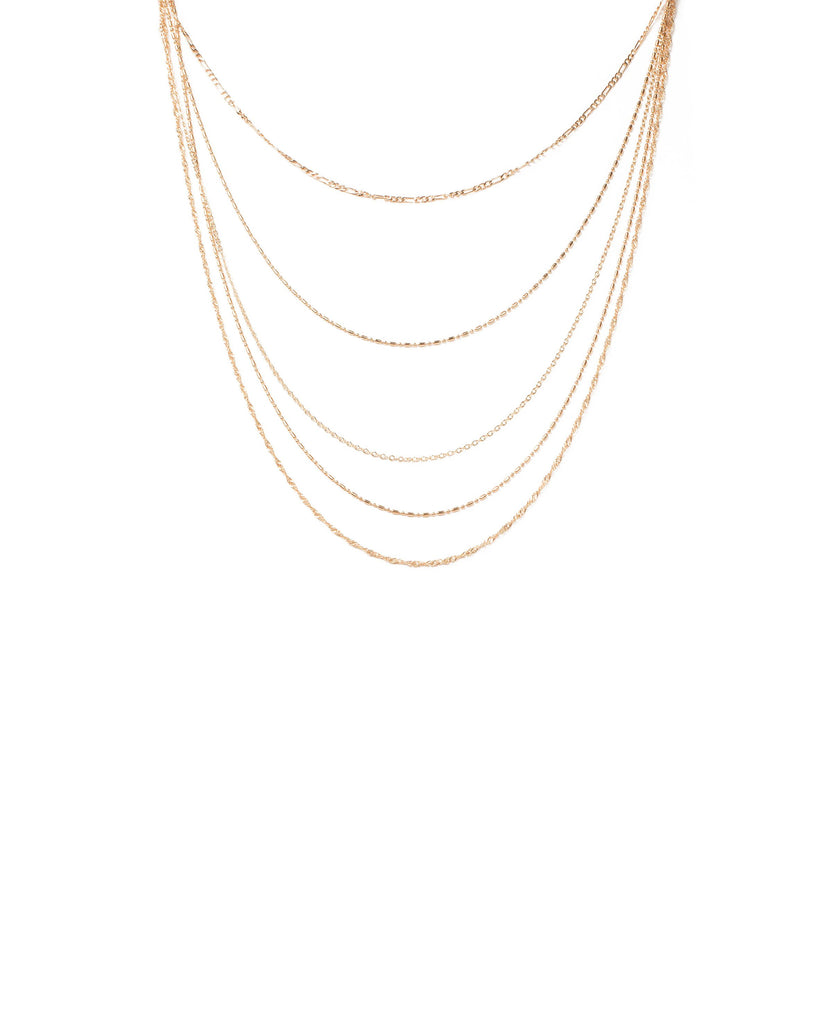 Gold Tone Layered Chain Necklace
