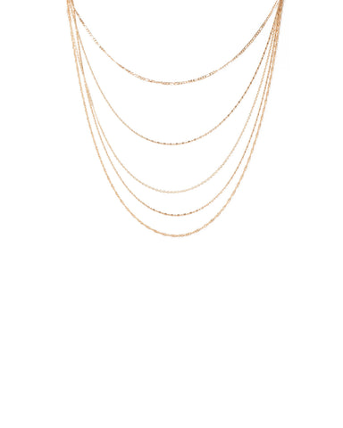 Gold Tone Layered Chain Necklace