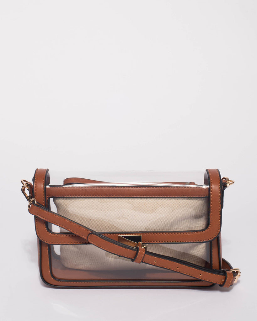 Tan Ello Lock Shoulder Bag