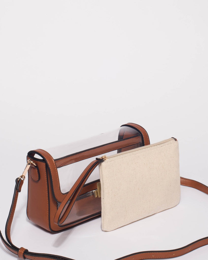 Tan Ello Lock Shoulder Bag