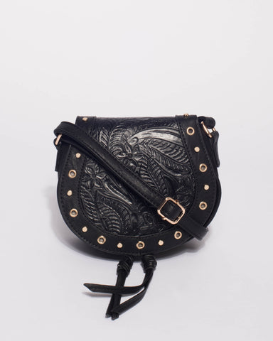 Black Katie Mini Saddle Crossbody Bag