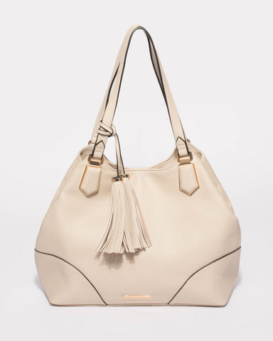 Ivory Katie Tassel Slouch Bag