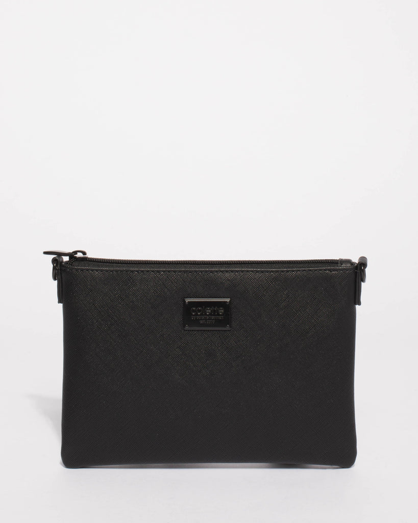 Black Plain Peta Chain Crossbody Bag