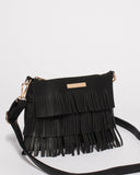 Black Raine Fringe Crossbody Bag