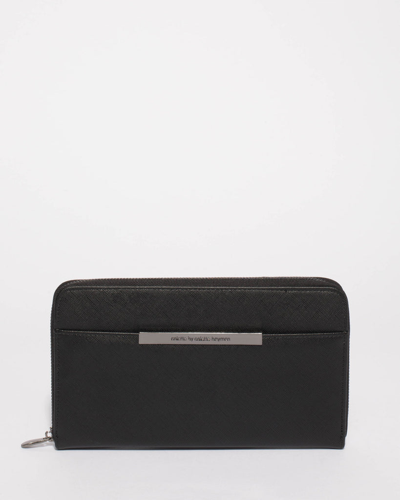 Black Sandy Large Wallet With Gunmetal Hardware