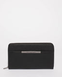 Black Sandy Large Wallet With Gunmetal Hardware