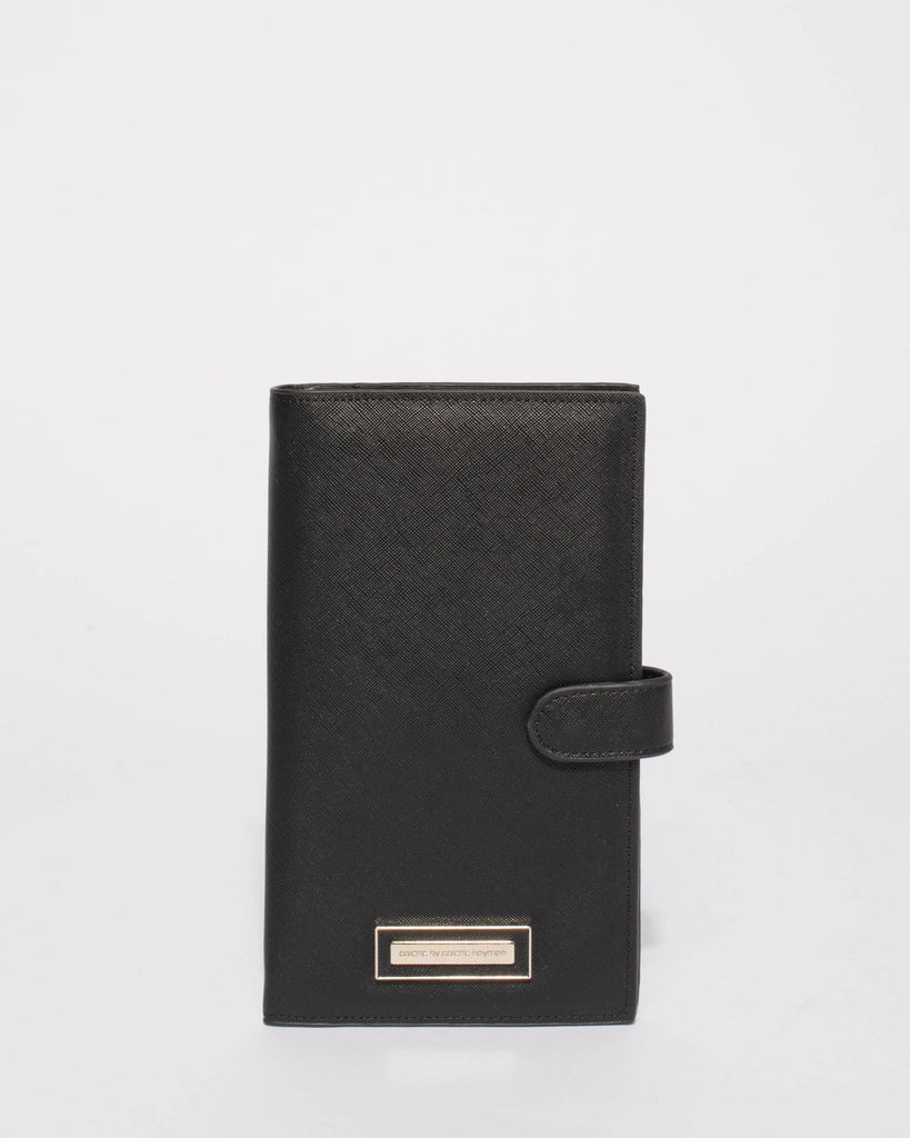 Black Toni Travel Wallet With Silver Hardware