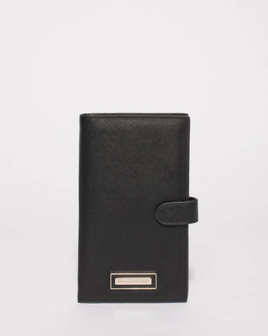 Black Toni Travel Wallet With Silver Hardware
