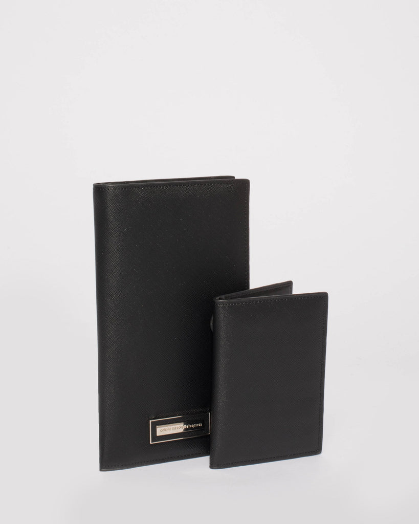 Black Toni Travel Wallet With Silver Hardware