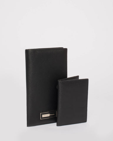 Black Toni Travel Wallet With Silver Hardware