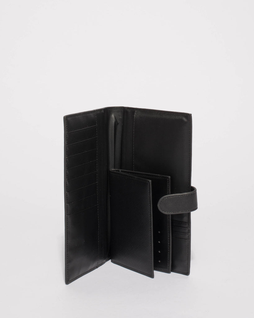 Black Toni Travel Wallet With Silver Hardware