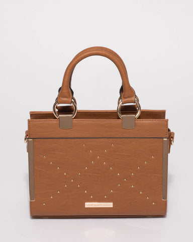 Tan Steph Ring Stud Mini Tote Bag