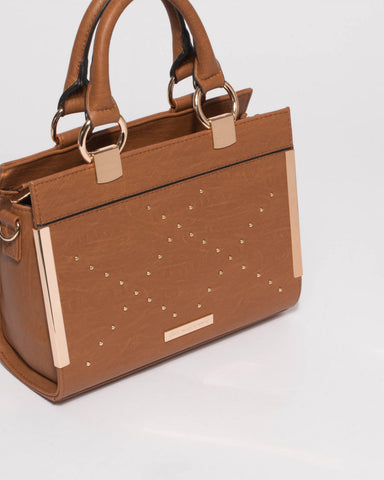 Tan Steph Ring Stud Mini Tote Bag