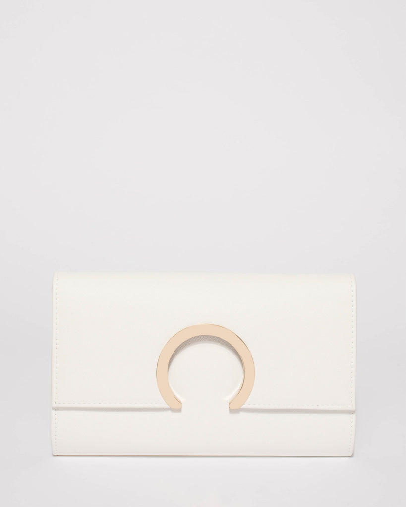 White Jenna Hardware Clutch Bag