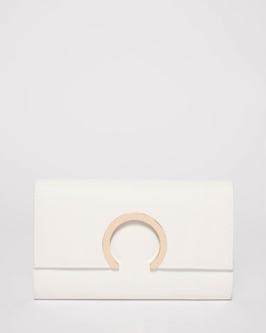 White Jenna Hardware Clutch Bag